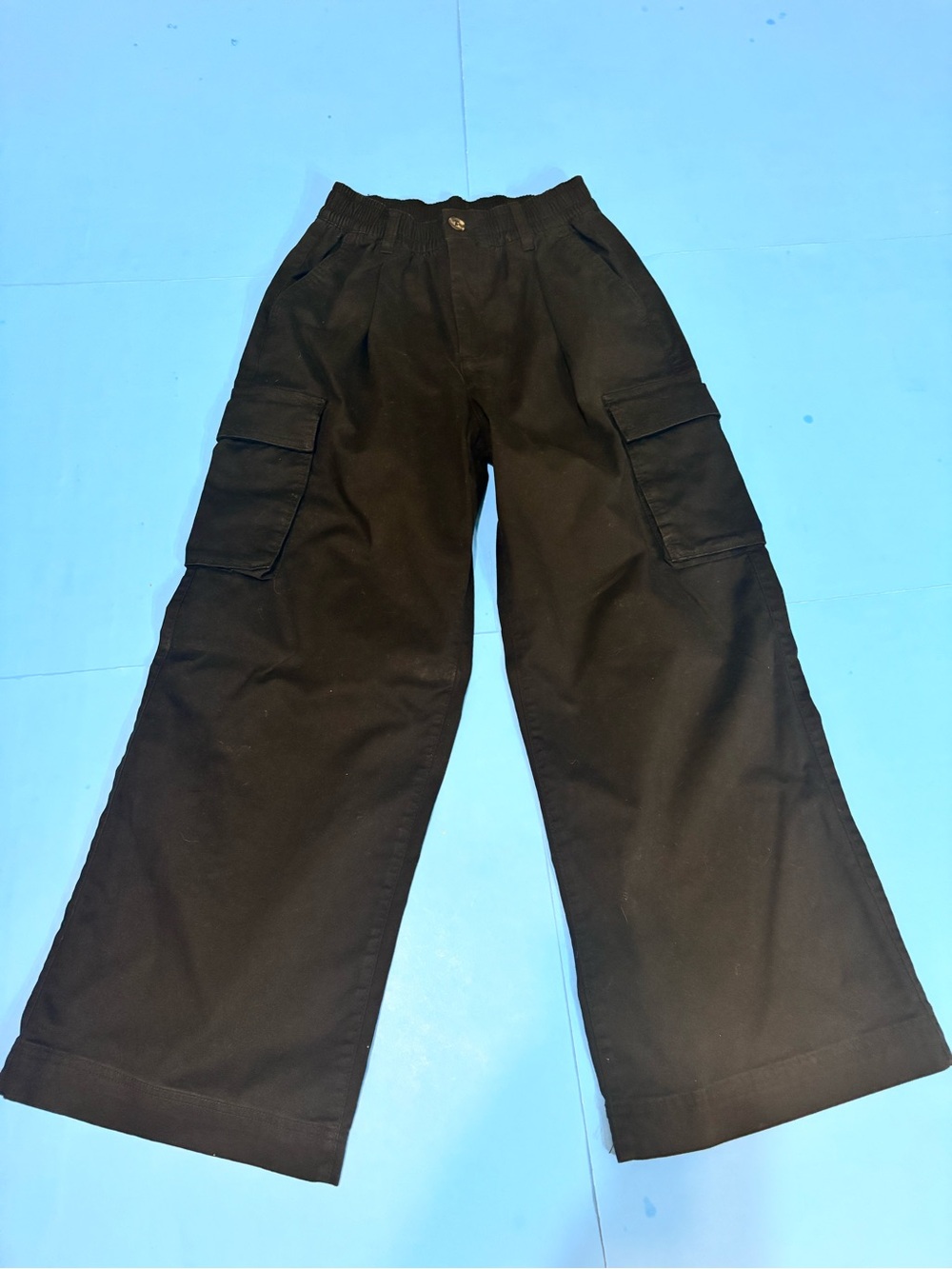 Old Navy Black Elastic Waistband Wide Leg Cargo Pants